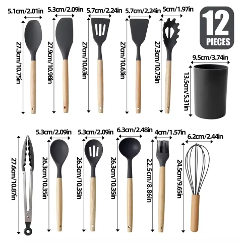 12pcs silicone kitchenware